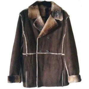 Wilsons Leather Pelle Studio Reversible Suede Coat Jacket XL Faux Fur